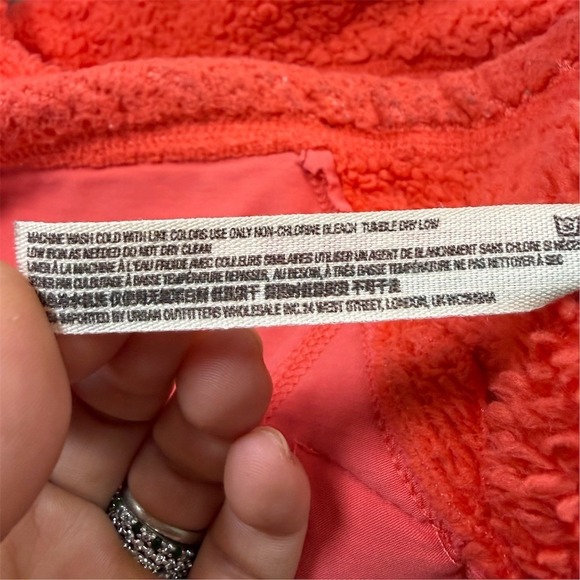 Free People Pullover Womens M Coral Pink Sherpa Half Zip Fleece - Picture 8 of 9